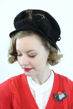 1940s conductor hat beaded cap | new fall