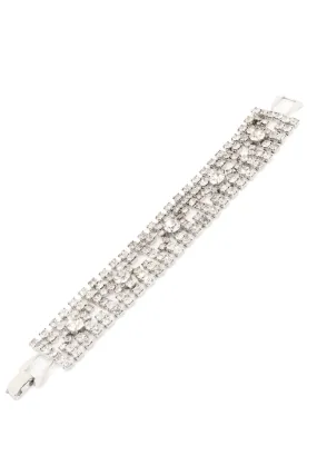 1950s Thick Rhinestone Bracelet w/ Large Center Stones