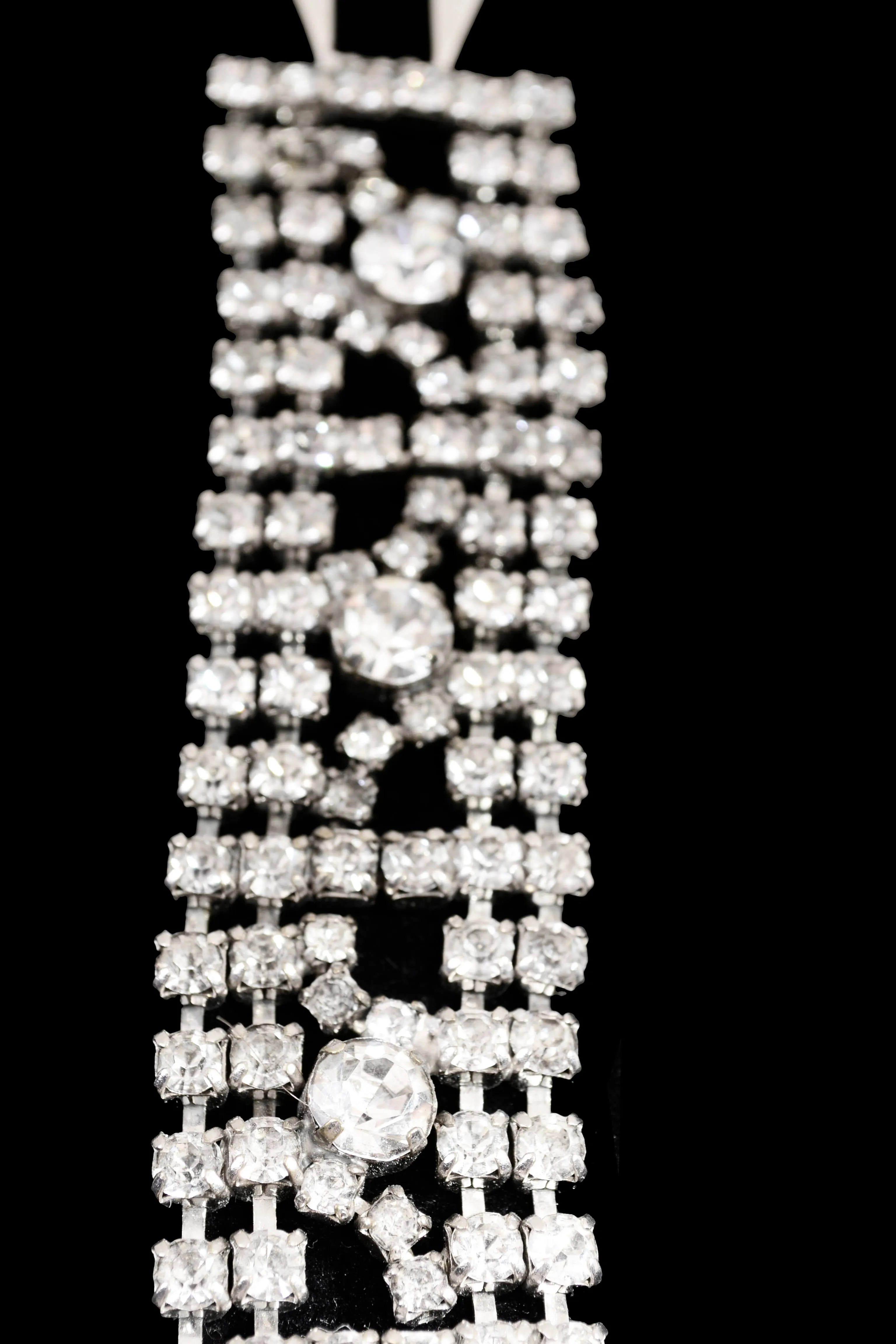 1950s Thick Rhinestone Bracelet w/ Large Center Stones