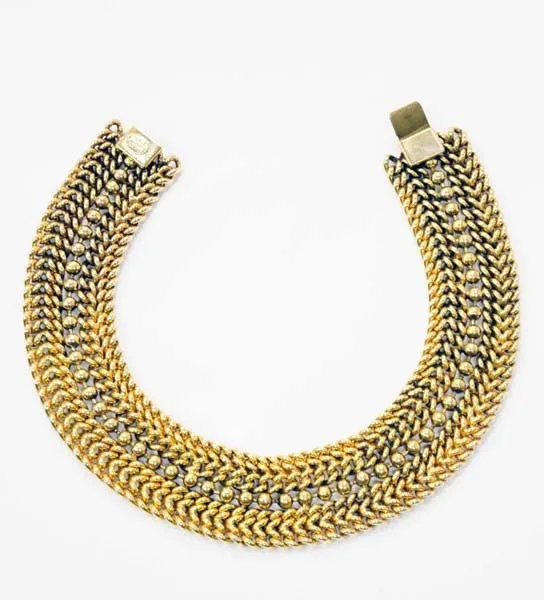 1980s Edouard Rambaud Paris Chunky Curb Ball Chain Choker Necklace