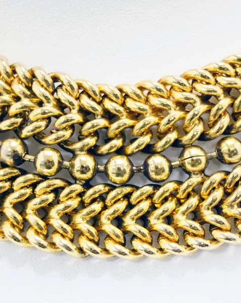 1980s Edouard Rambaud Paris Chunky Curb Ball Chain Choker Necklace