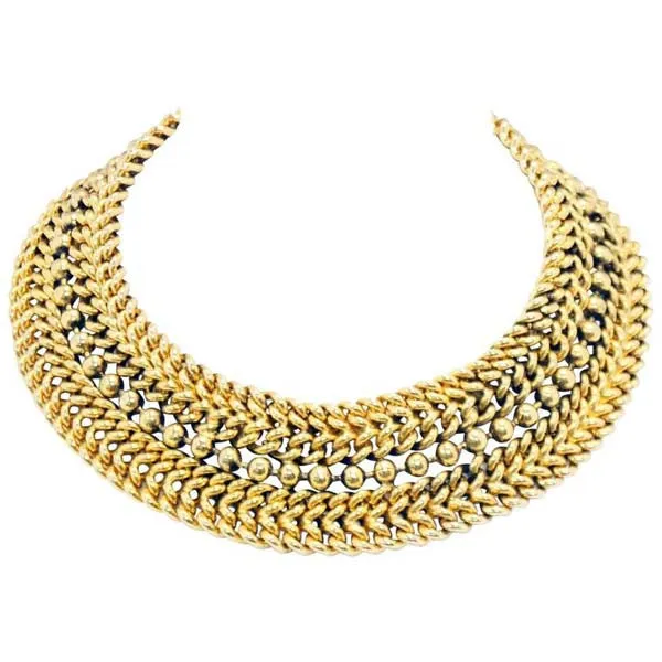 1980s Edouard Rambaud Paris Chunky Curb Ball Chain Choker Necklace
