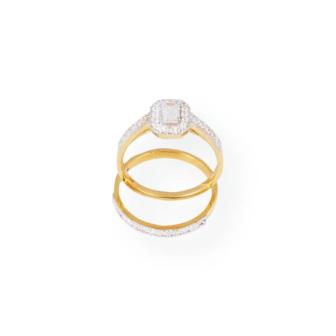 22ct Gold Engagement Ring and Wedding Band Set with Swarovski Zirconia Stones LR-8651
