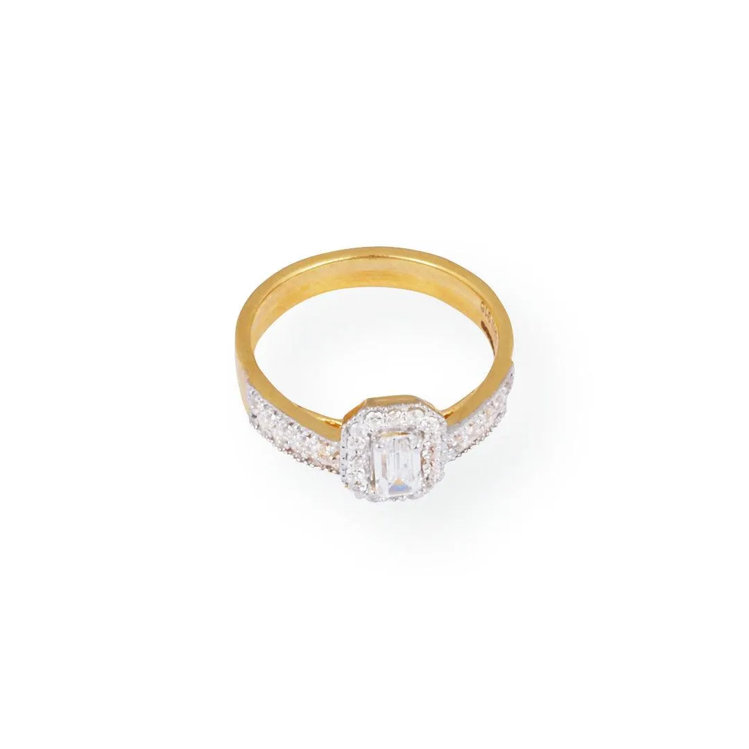 22ct Gold Engagement Ring and Wedding Band Set with Swarovski Zirconia Stones LR-8651