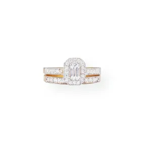 22ct Gold Engagement Ring and Wedding Band Set with Swarovski Zirconia Stones LR-8651