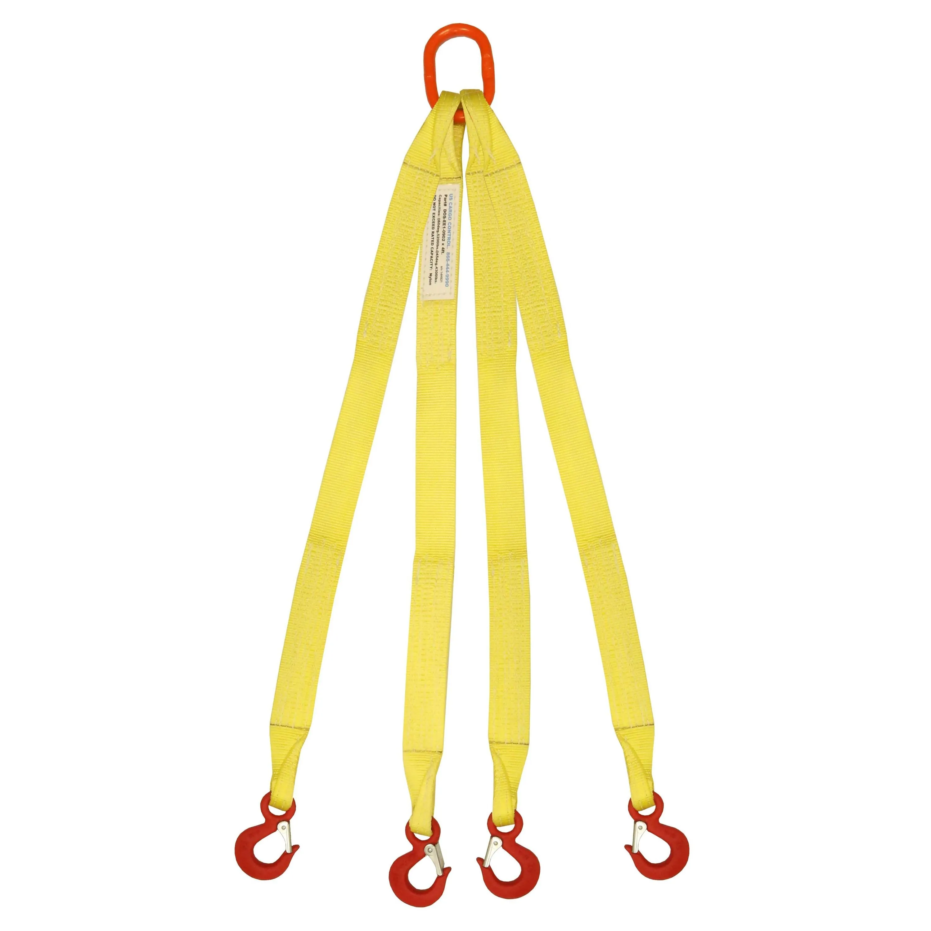 2"x4' (1 ply) Quad Leg Nylon Sling w/ Master Link & Sling Hook