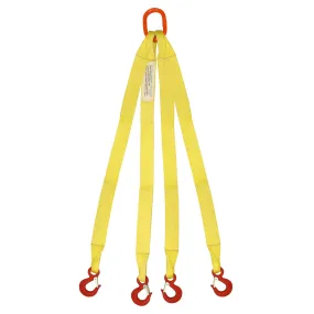 2"x4' (1 ply) Quad Leg Nylon Sling w/ Master Link & Sling Hook
