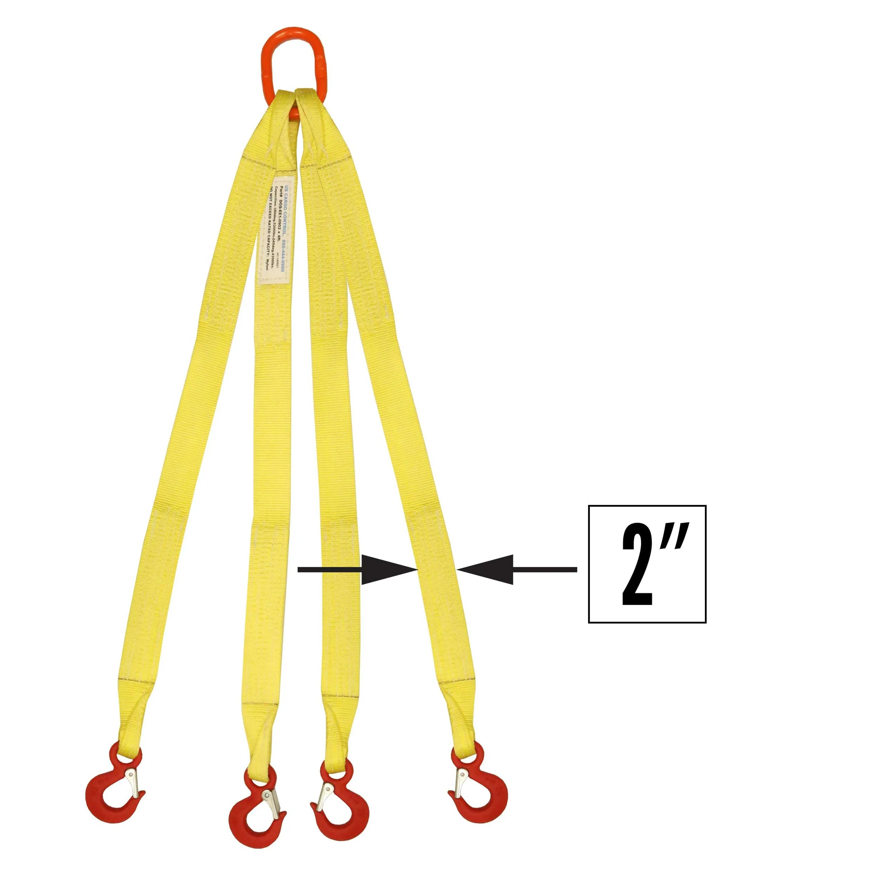2"x4' (1 ply) Quad Leg Nylon Sling w/ Master Link & Sling Hook