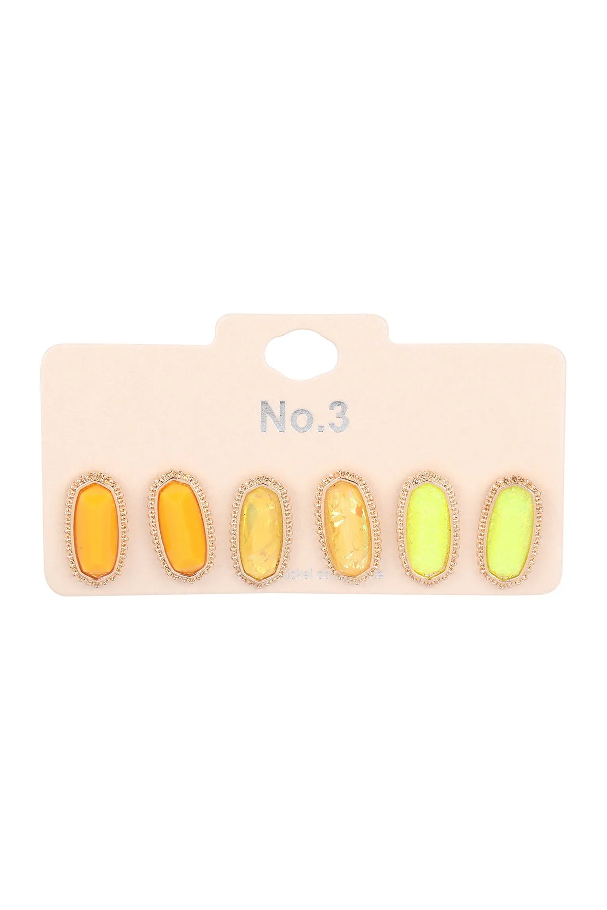 3 PAIR SET STONE EARRINGS