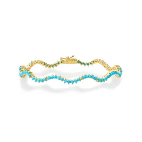 3-Prong Turquoise Wave Tennis Bracelet