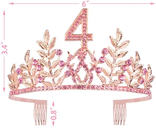 4th Birthday Gifts for Girls,4th Birthday Tiara and Sash,4th Fabulous Sash and Crystal