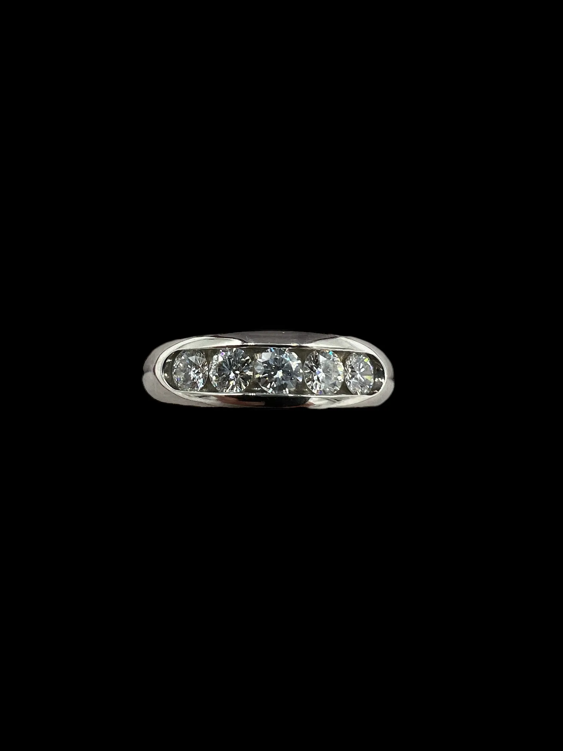 5 Stone Diamond Channel Set Platinum Band Ring Size 6.5