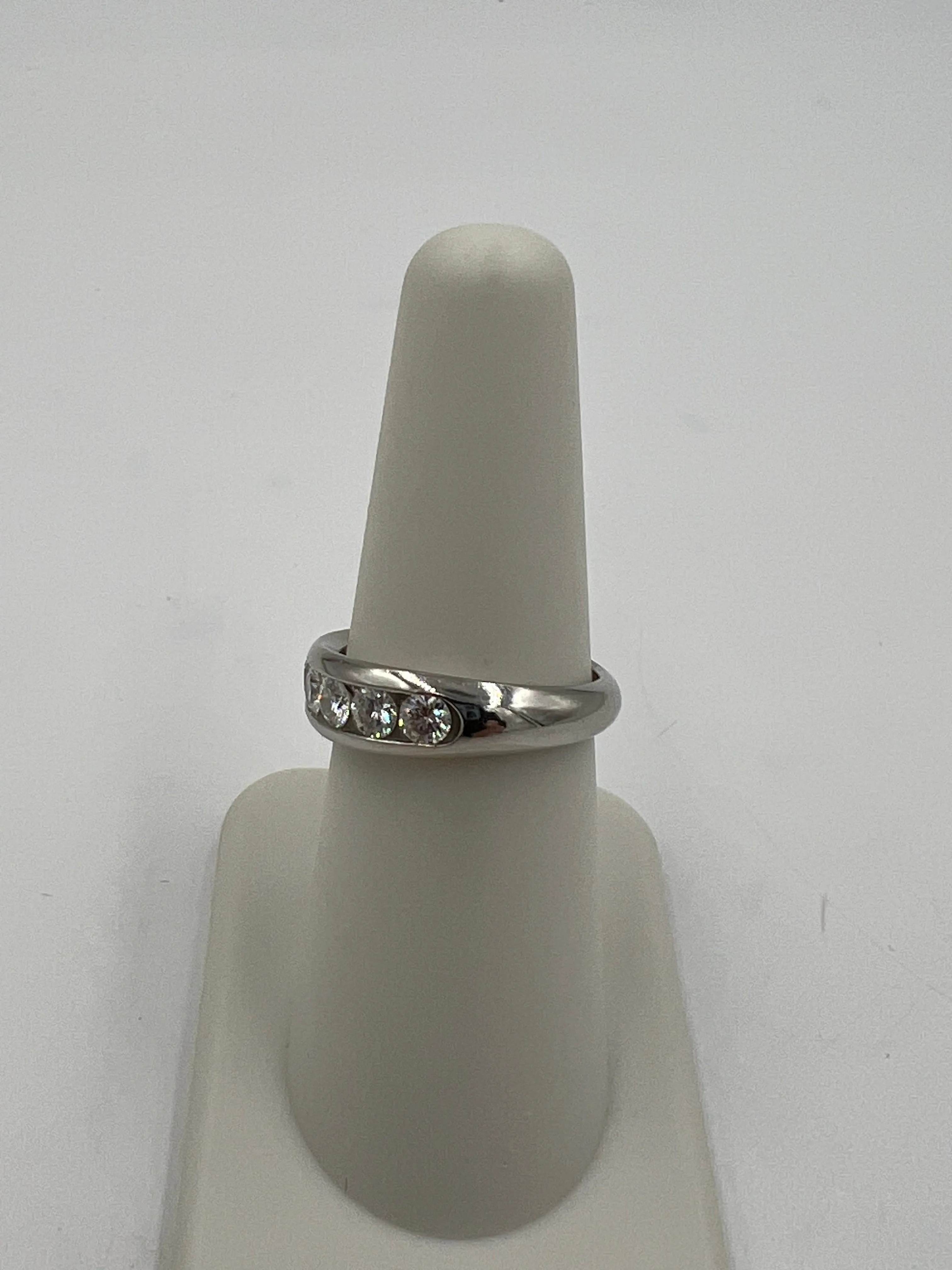 5 Stone Diamond Channel Set Platinum Band Ring Size 6.5