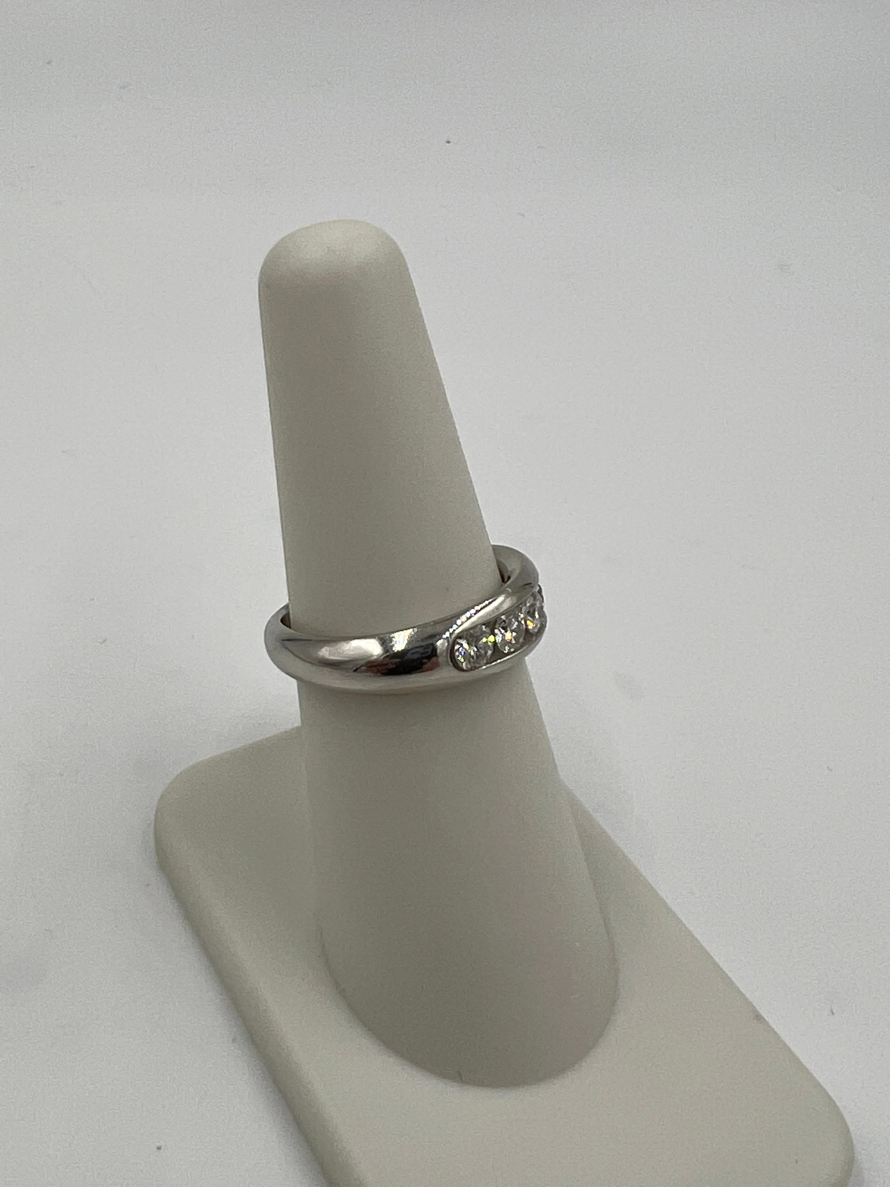 5 Stone Diamond Channel Set Platinum Band Ring Size 6.5