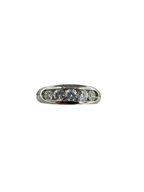 5 Stone Diamond Channel Set Platinum Band Ring Size 6.5