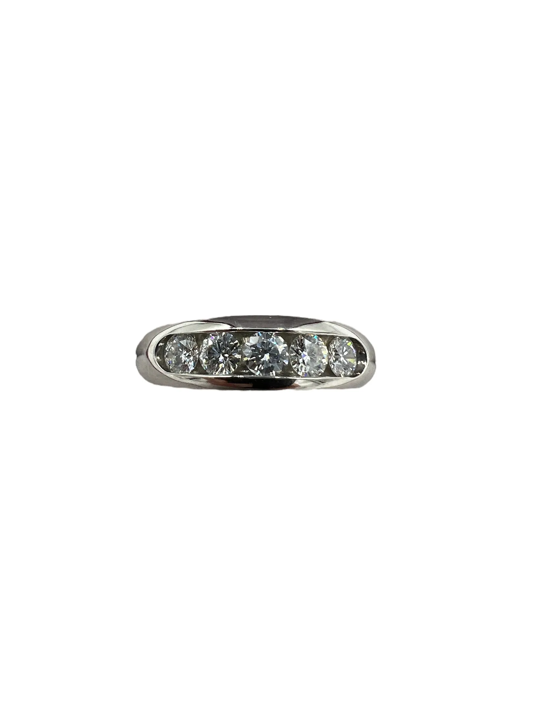 5 Stone Diamond Channel Set Platinum Band Ring Size 6.5