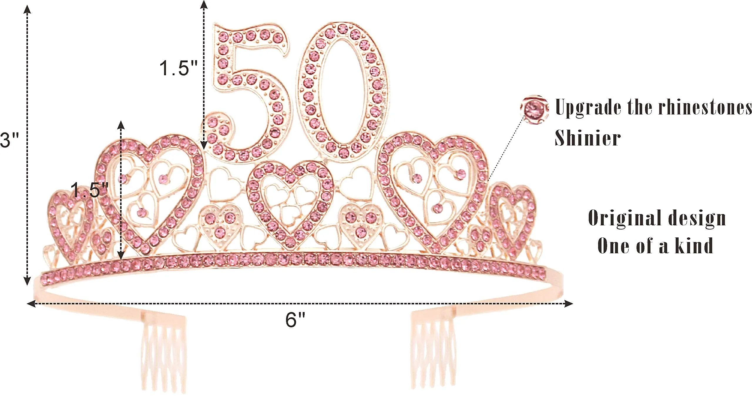 50th Birthday Gifts for Women, 50th Birthday Crown and Sash for Women, 50th Birthday