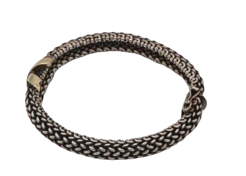 80s Sterling Chain Cord Bracelet w/Gold X