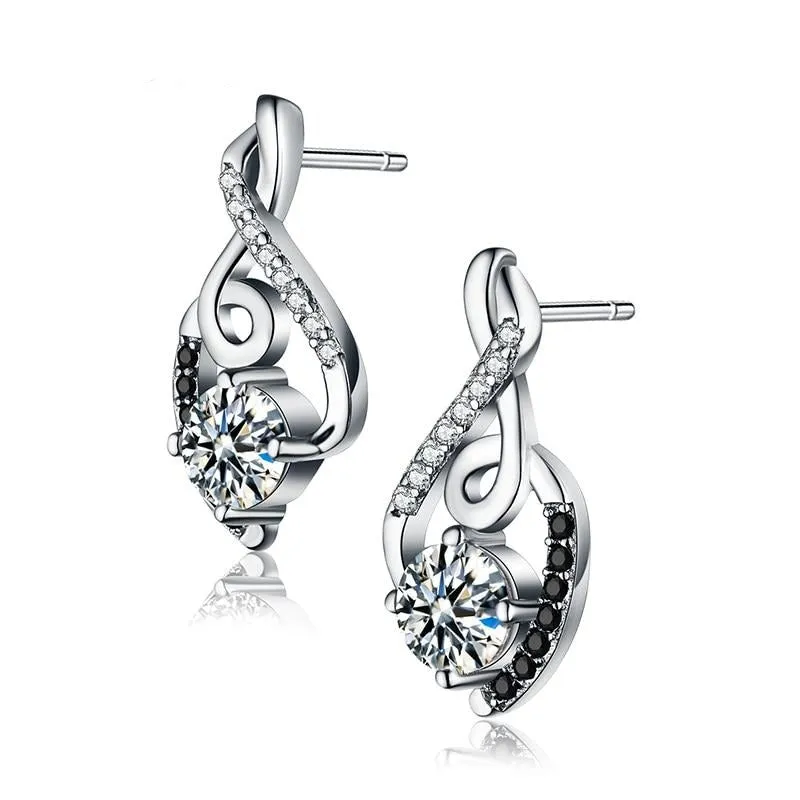 925 Sterling Silver Female Earring Vintage Wedding Stud Earrings for Women