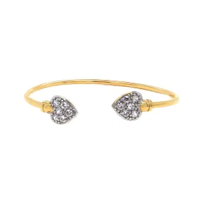 9K Yellow Gold Cubic Zirconia Heart Torque Bangle