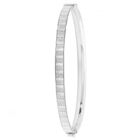 Acotis Silver Bangle Oval Moondust Hinged G4340