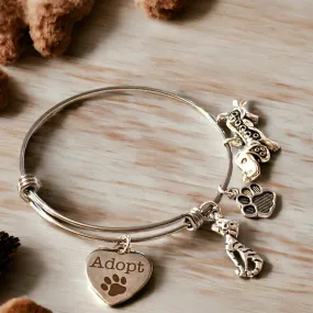 ADOPT Adjustable Bangle Dog/Cat Lover Bracelet