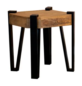 Aegle Natural Mango Wood/Matte Black Metal End Table