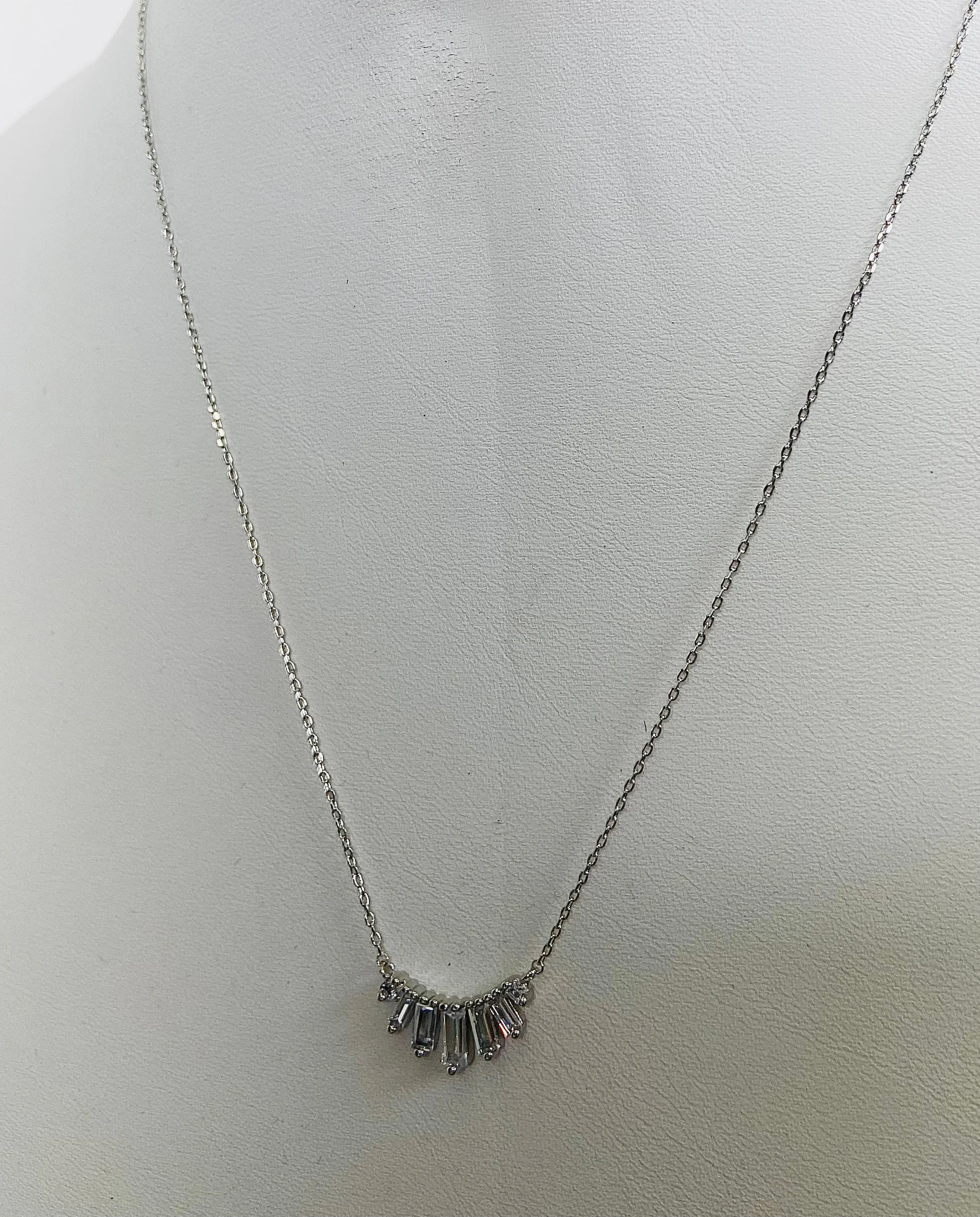 Aero Baguette Pendant Necklace White Gold
