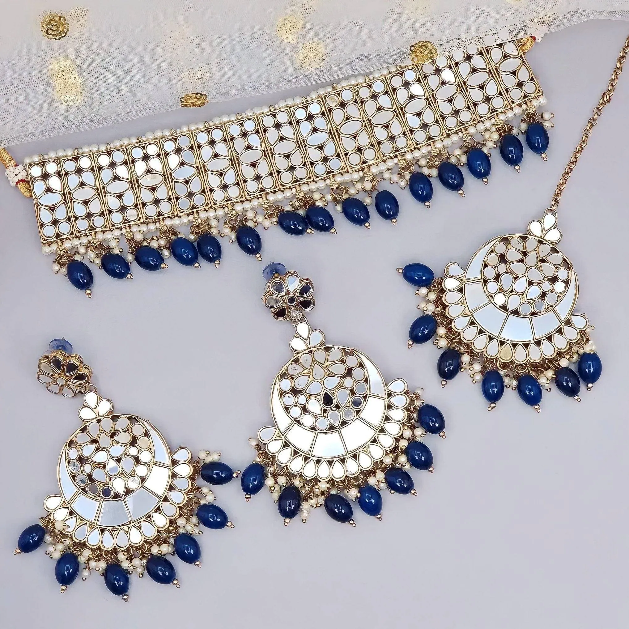 Alia - Mirror Work Flexible Indian Asian Jewellery Set