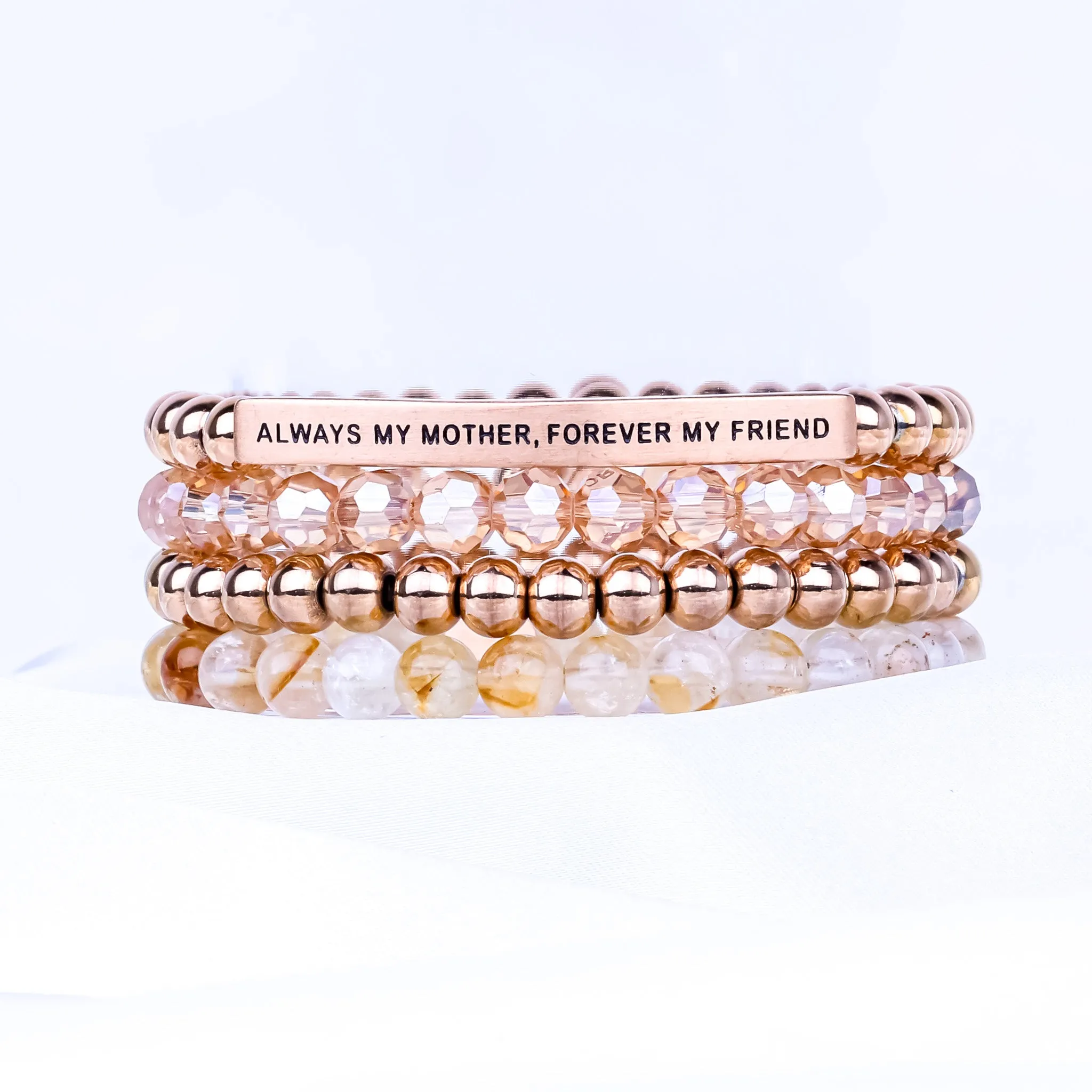 ALWAYS MY MOTHER 4 BRACELET GIFT SET - ROSE GOLD