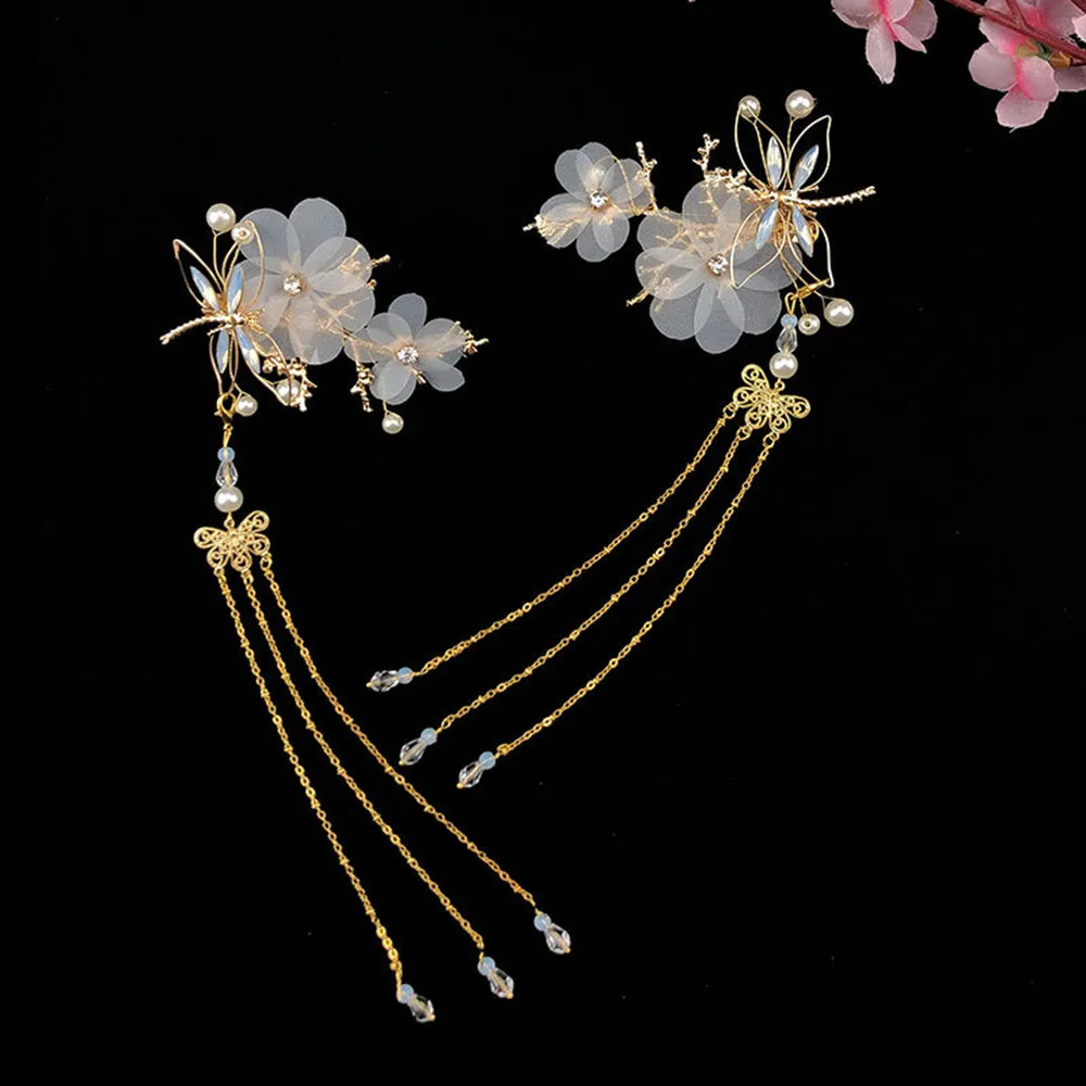 Ancient Style Butterfly Flower Tassel Hanfu Women Hairpin