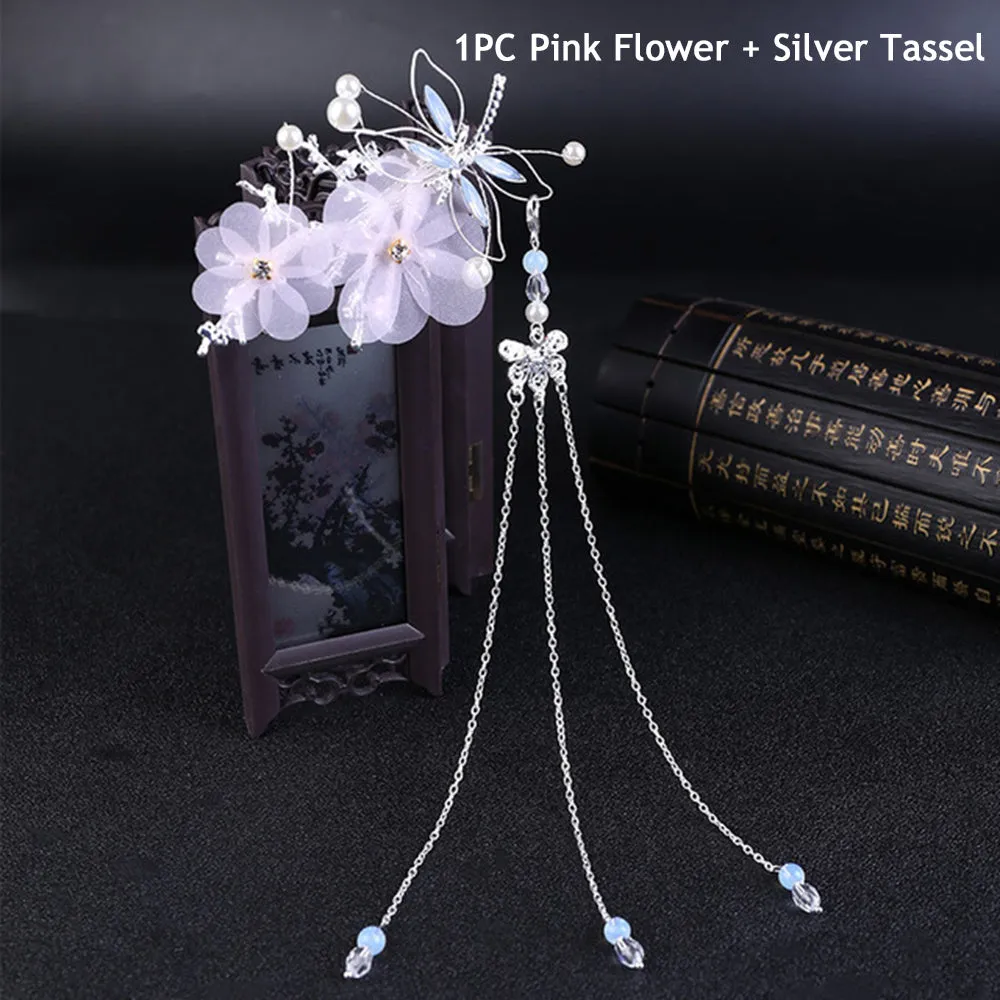 Ancient Style Butterfly Flower Tassel Hanfu Women Hairpin