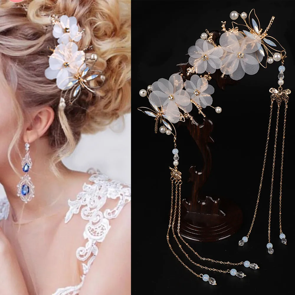 Ancient Style Butterfly Flower Tassel Hanfu Women Hairpin