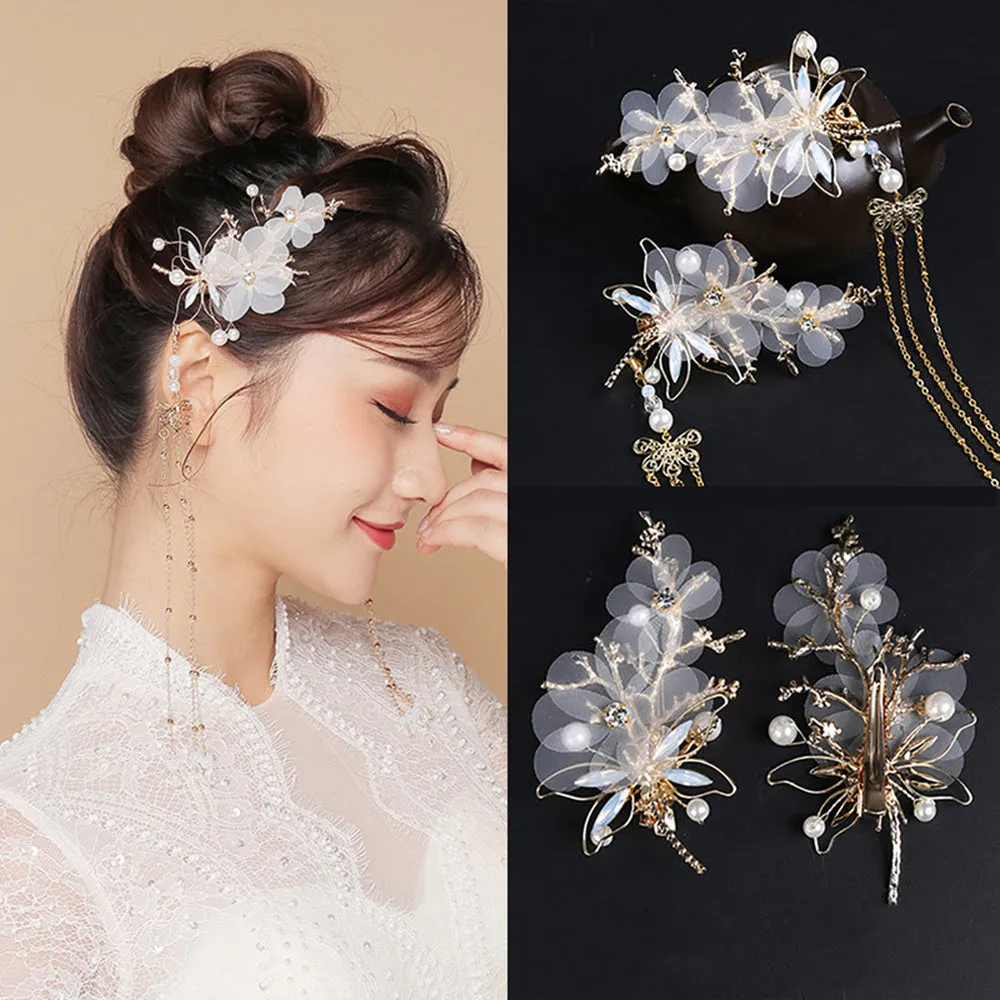 Ancient Style Butterfly Flower Tassel Hanfu Women Hairpin