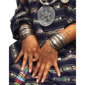 Antique Silver Afghan Cuff Bracelet Pair