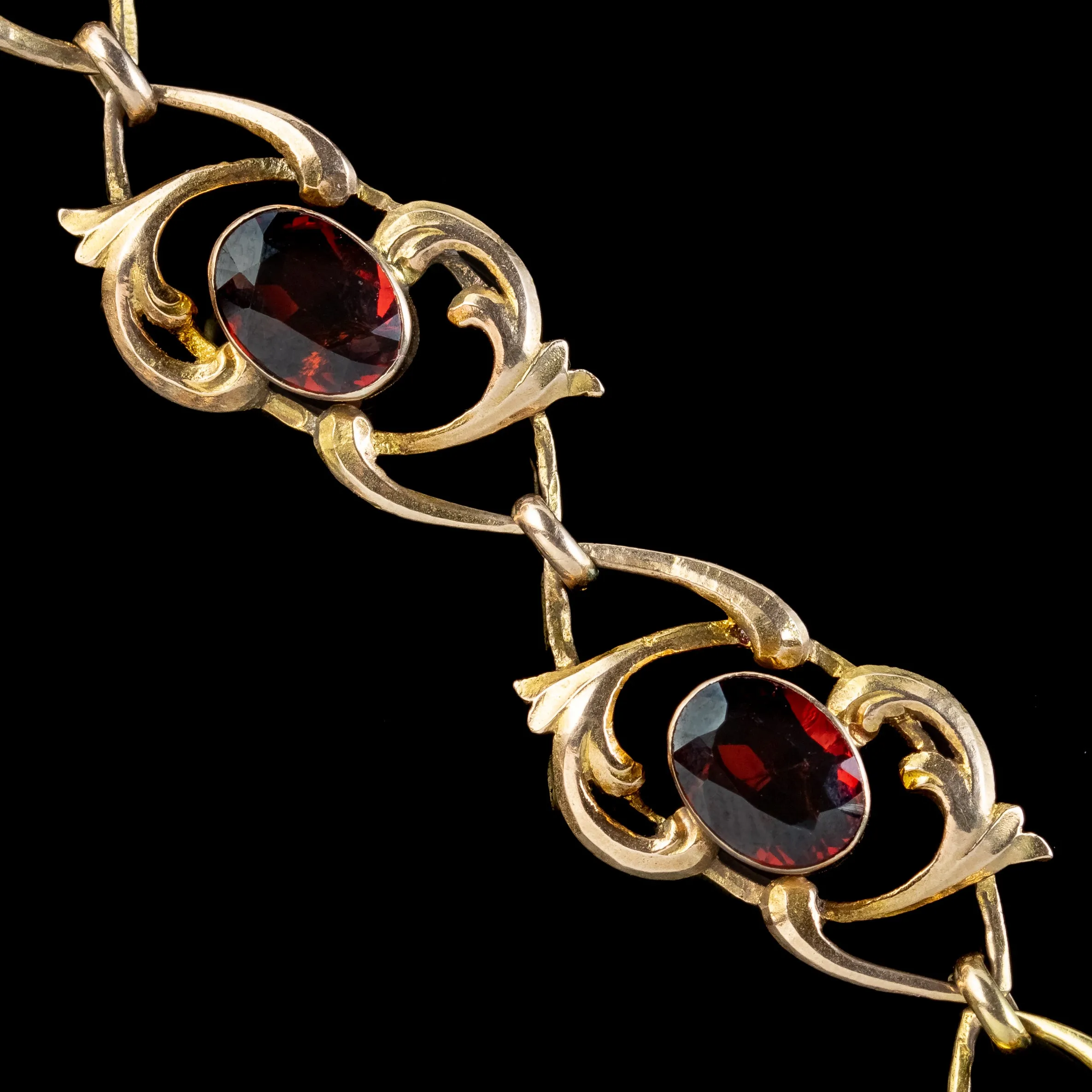 Antique Victorian Garnet Padlock Bracelet 9ct Gold 9.5ct Total
