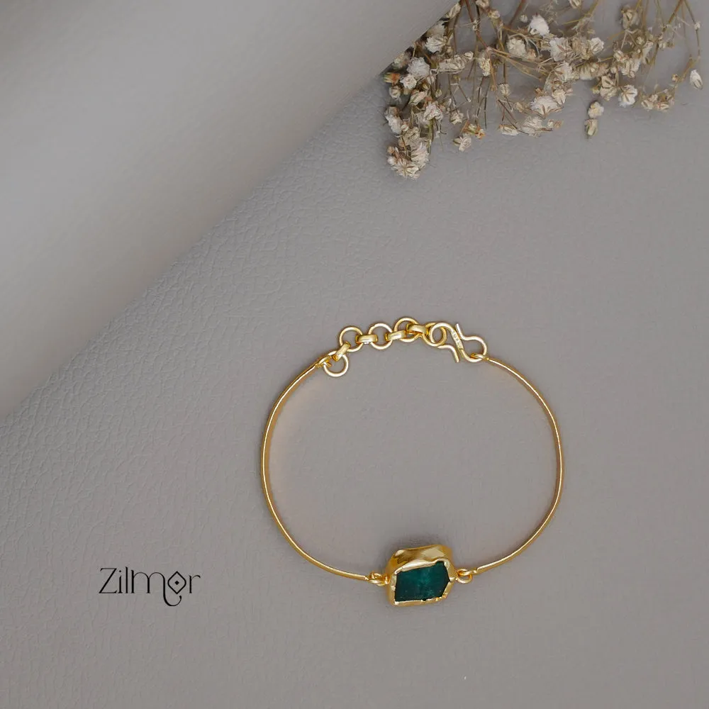 AS1011182 - Gold Toned Adjustable Natural Stone  Bangle