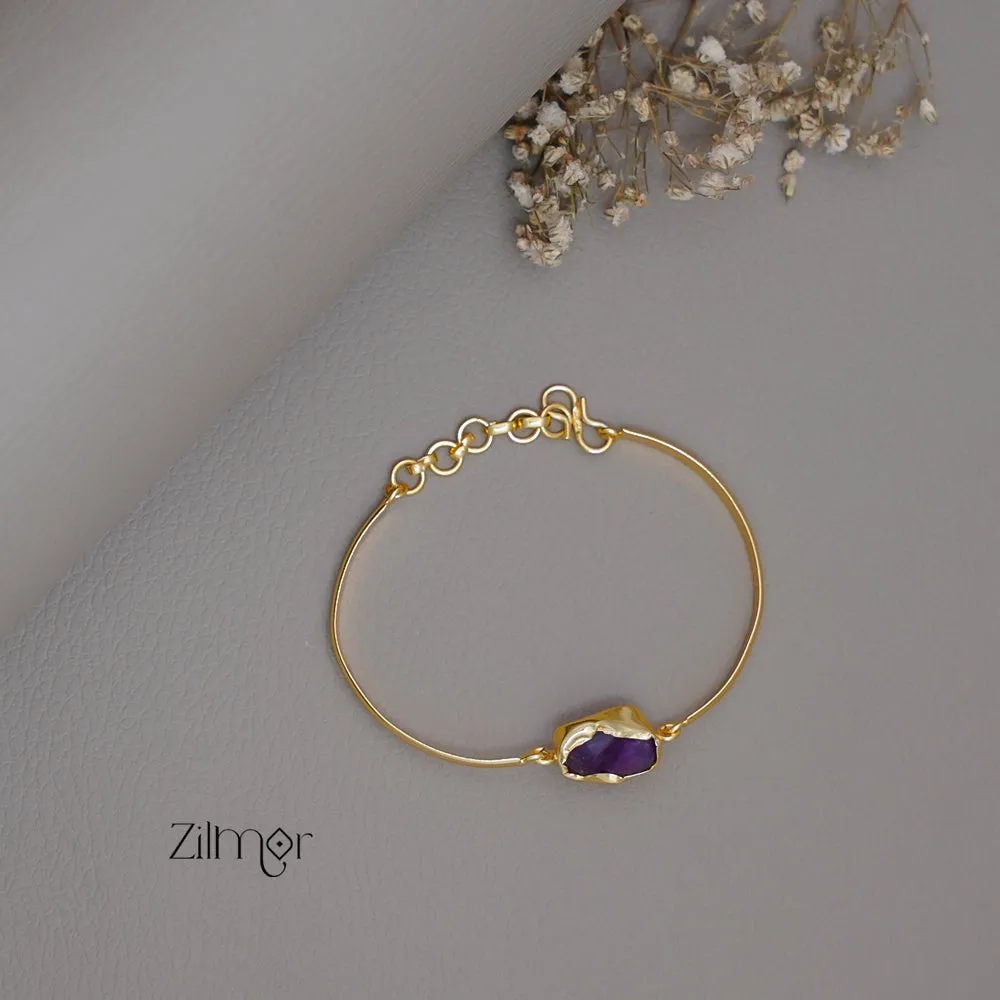 AS1011182 - Gold Toned Adjustable Natural Stone  Bangle