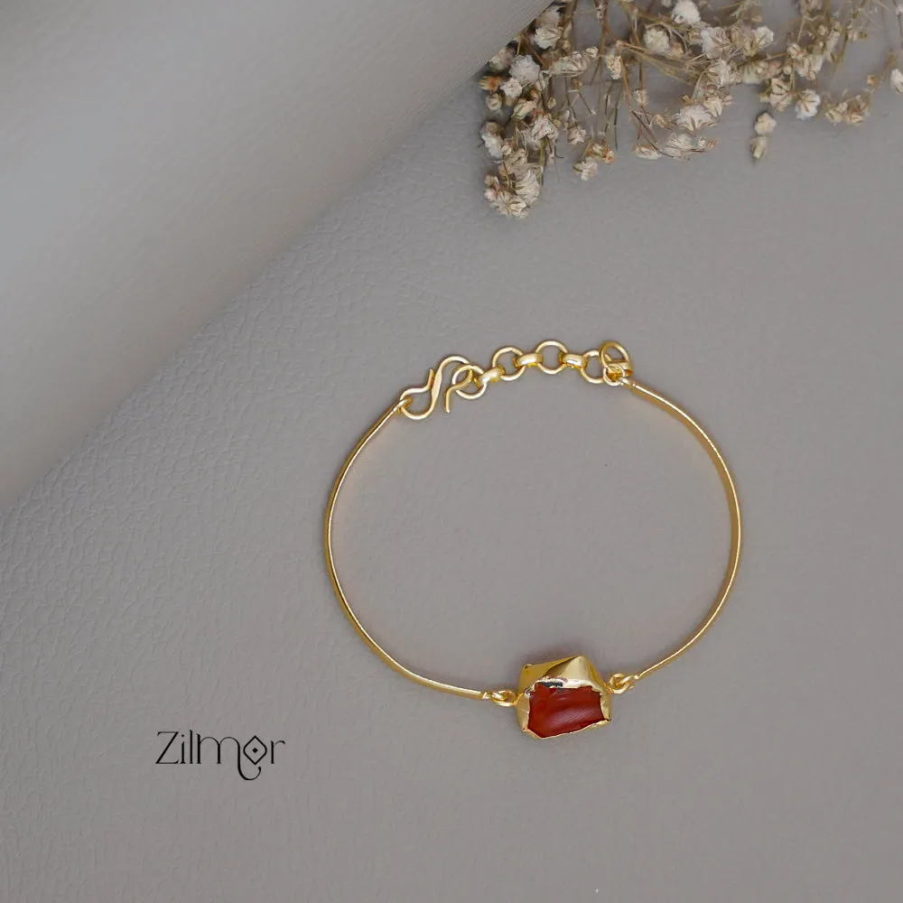 AS1011182 - Gold Toned Adjustable Natural Stone  Bangle