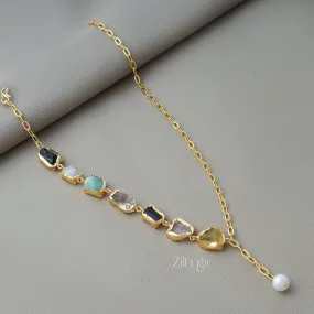 AS1011270 - Natural Raw stone with Link chain Necklace