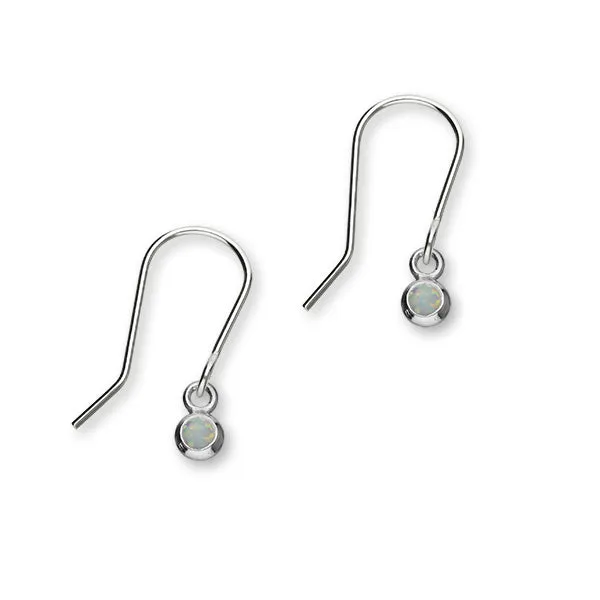 Aurora Sterling Silver & White Opal Short Drop Earrings, SE417