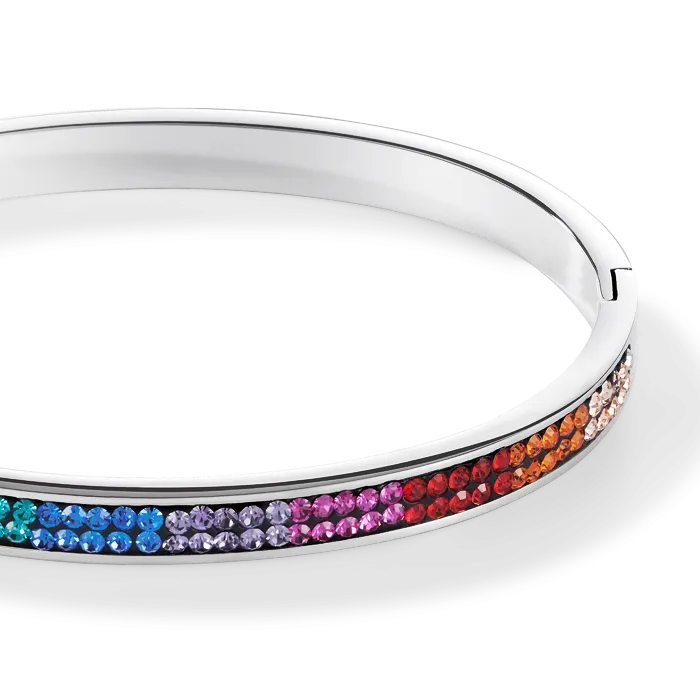 Bangle stainless steel & crystals pavé multicolour