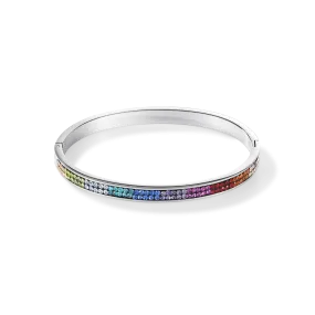 Bangle stainless steel & crystals pavé multicolour