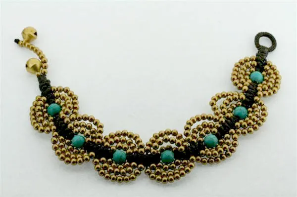 beaded flower bracelet - turquoise