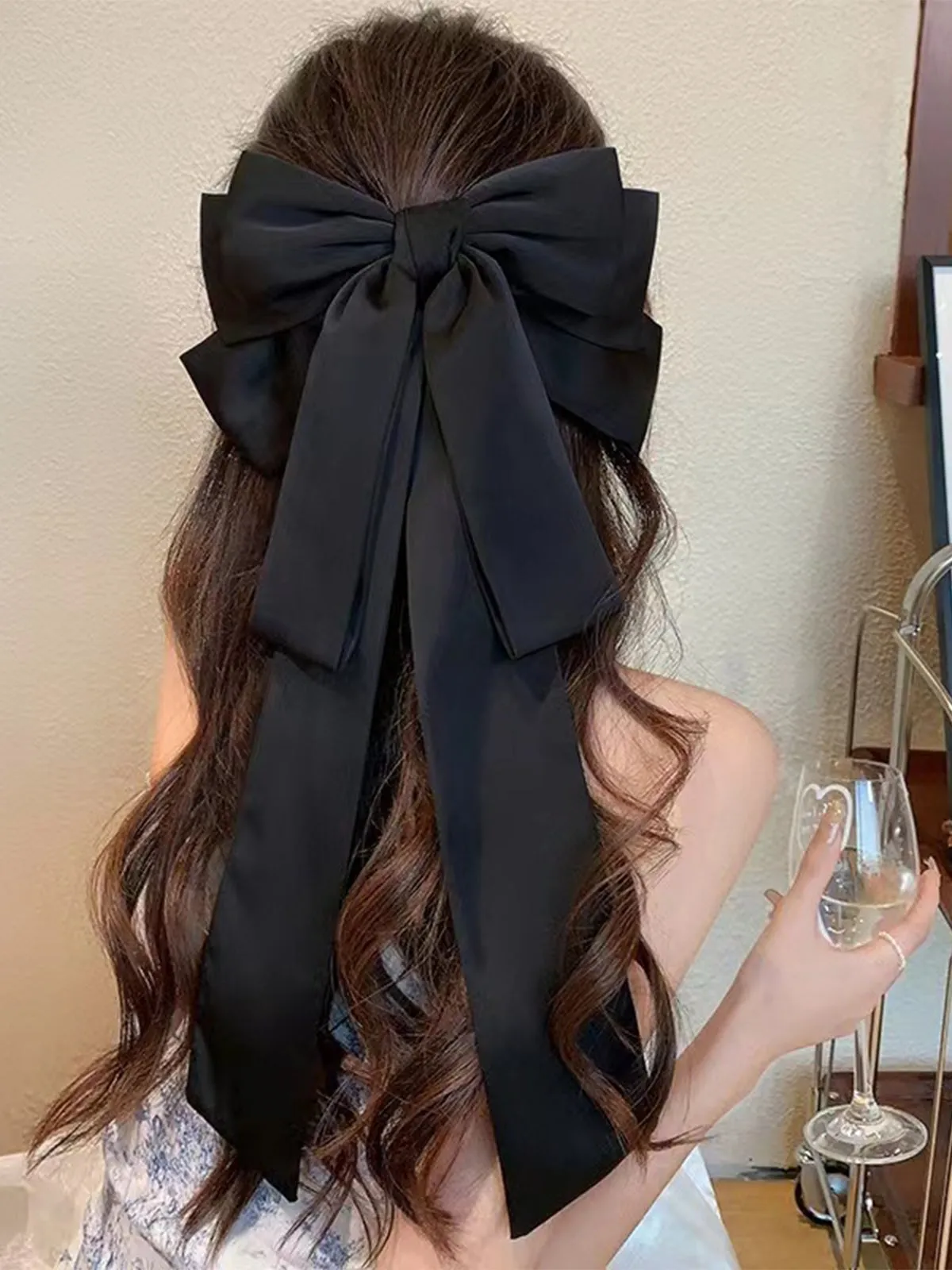 Black Big Bow Ribbon Hairpin