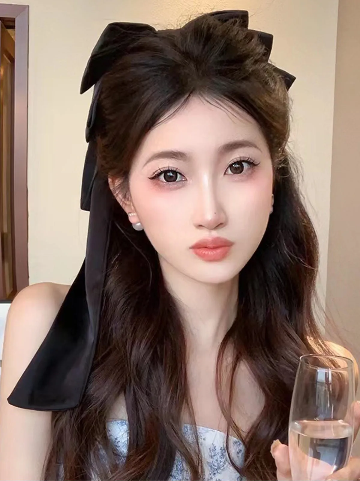 Black Big Bow Ribbon Hairpin