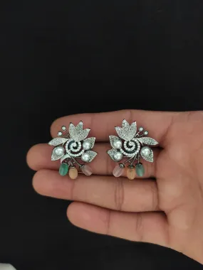 Black Finish Zircon Studs with Beads