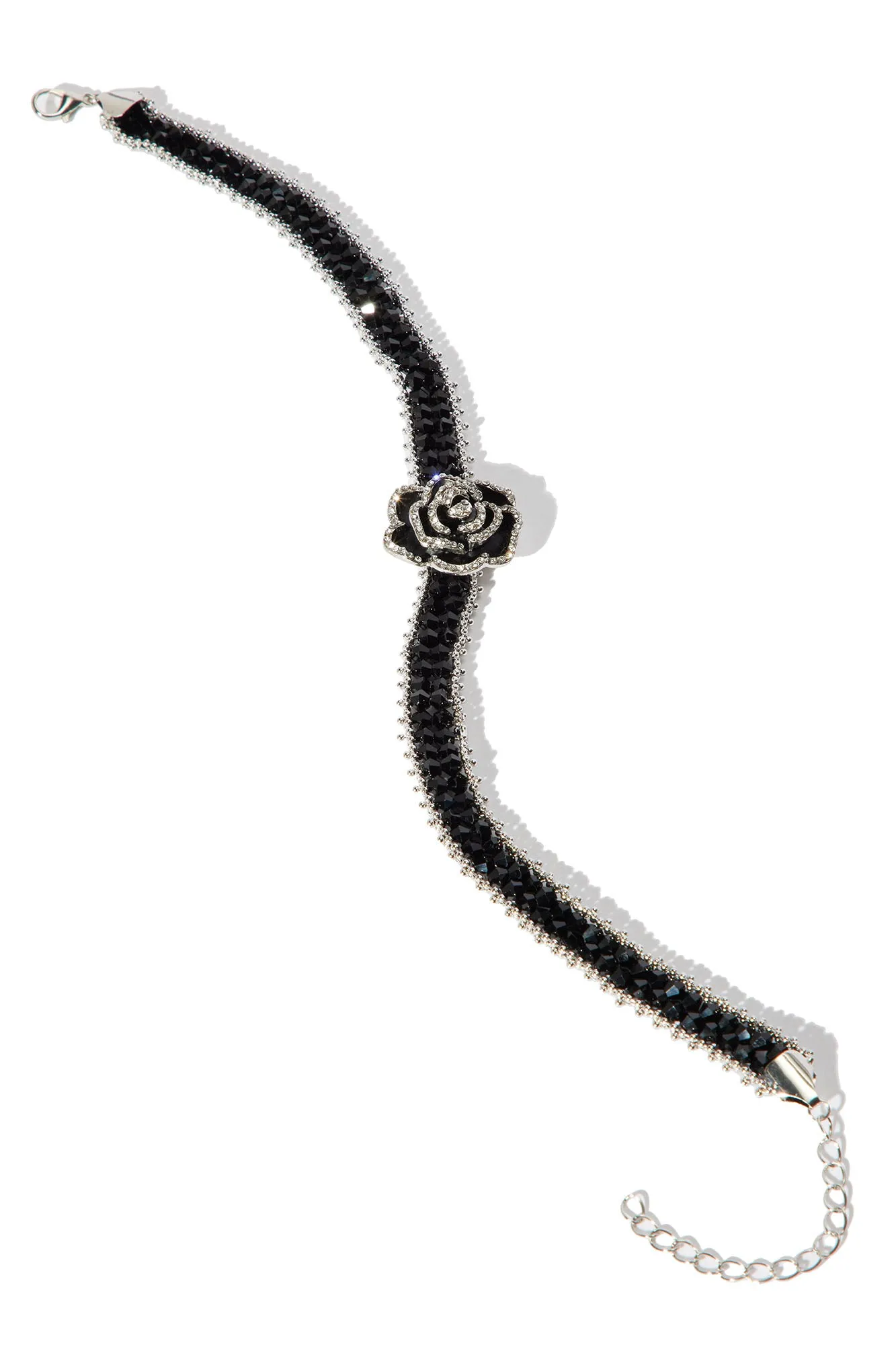 Blossom Like The Rose Choker - Black/Silver