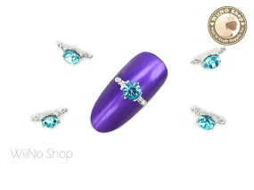 Blue Diamond Silver Ring Nail Metal Charm - 2 pcs