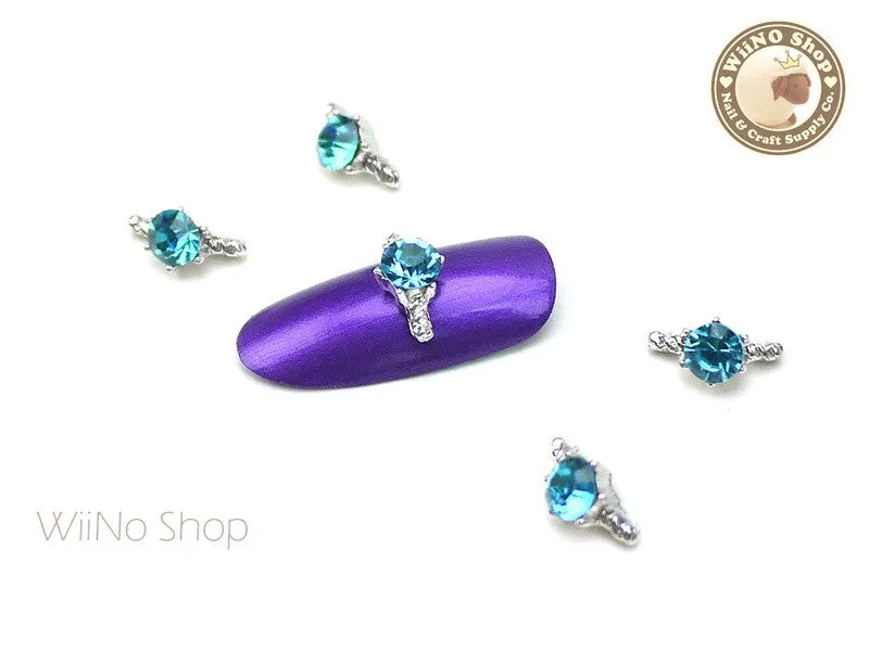 Blue Diamond Silver Ring Nail Metal Charm - 2 pcs